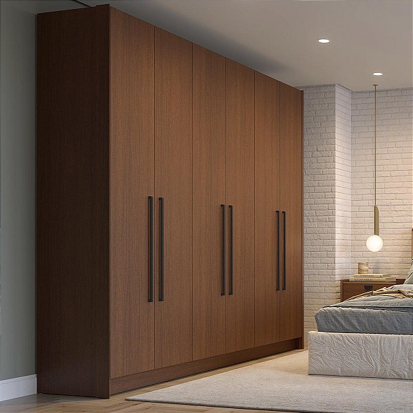 Roupeiro de Casal Turim em MDF 243x230cm com 3 Gavetas e 6 Portas