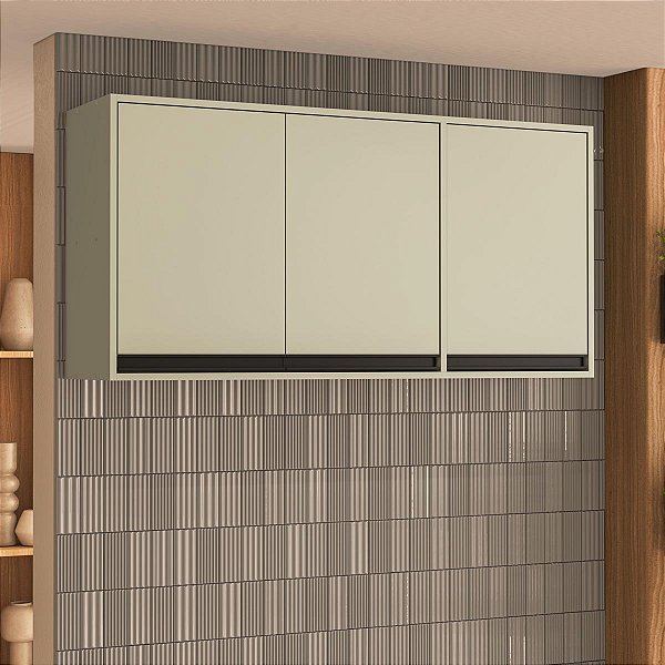 Armário Aéreo para Cozinha Koya 120x59cm com Prateleira e 3 Portas