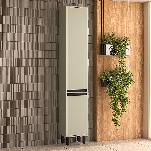 Armário Paneleiro para Cozinha Koya 36,8x214cm 2 Portas 2 Prateleiras