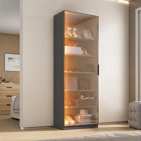 Sapateira Divino Good 100% MDF 66x187cm Porta Reflecta com Led