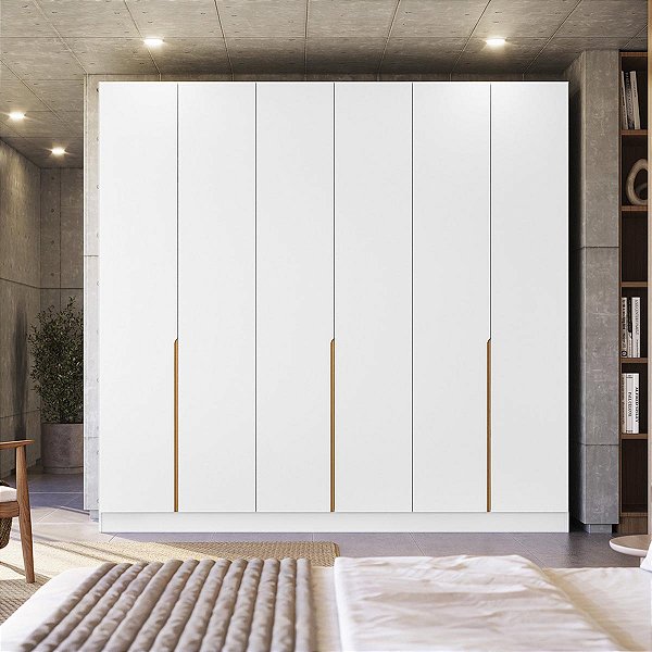 Guarda Roupa Viena 100% MDF 240x230cm 6 Portas e 4 Gavetas Puxadores Embutidos