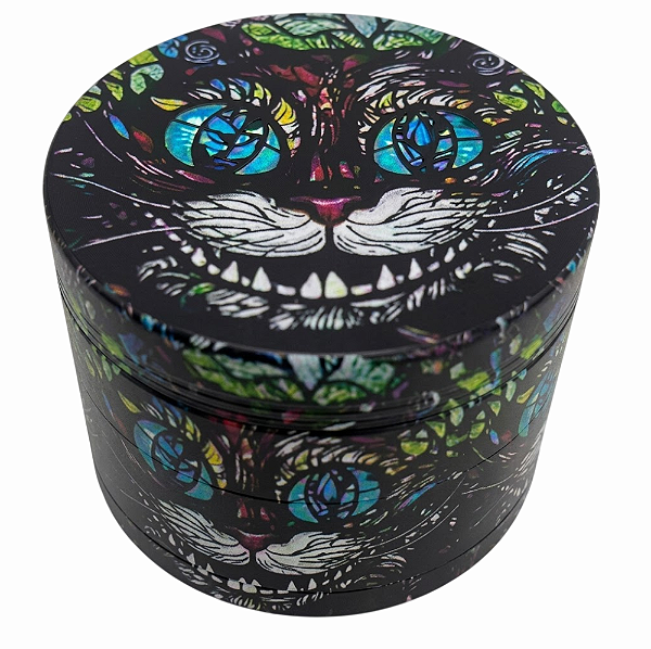 Dichavador de Metal (Liga de Zinco) 4 Partes 'Gato Risonho' - (50x35mm)