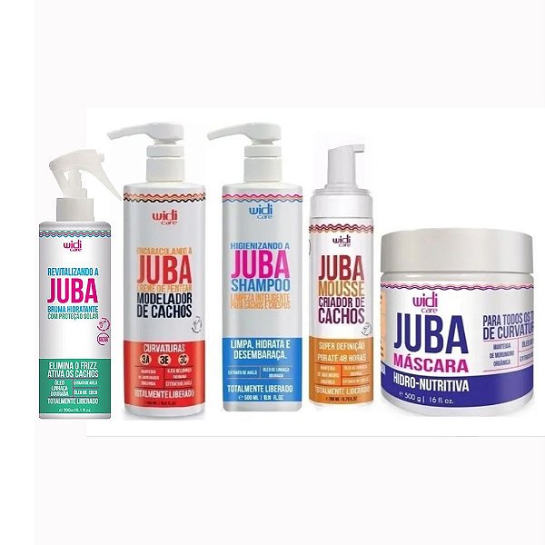 Kit Juba Widi Care Shampoo, Bruma, Máscara, Mousse e Encaracolando