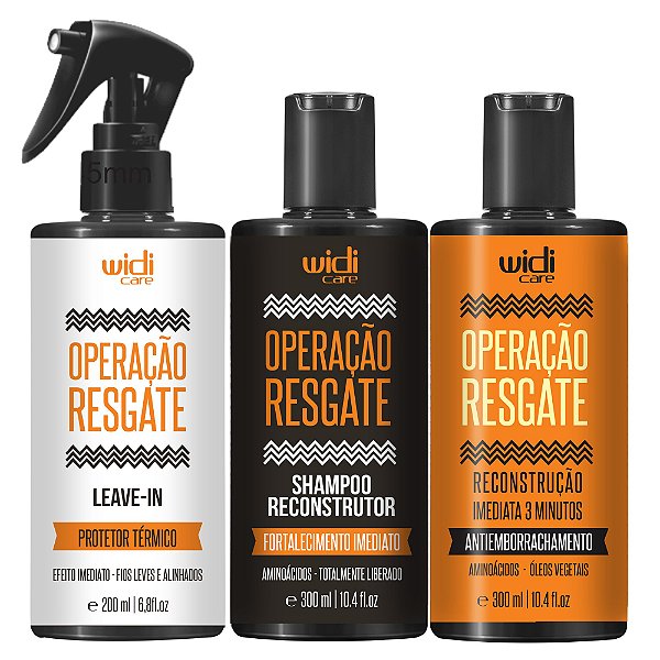 Kit Widi Care Linha Juba Operação Resgate Shampoo, Leave-in E Reconstrutor