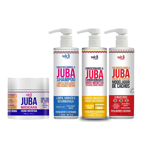 Kit Widi Juba Shampoo, Condicionador, Encaracolando, Máscara 500g