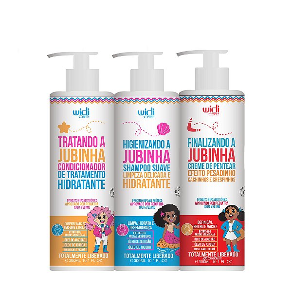 Kit Widi Care Jubinha Infantil Shampoo, Condicionador, Creme de Pentear Pesadinho