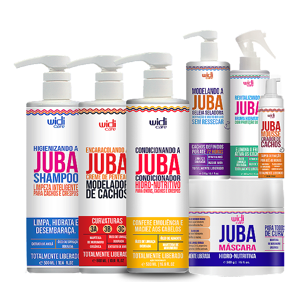 Kit Widi Care Juba Shampoo, Encaracolando, Bruma, Geleia, Mousse, Condicionador e Máscara
