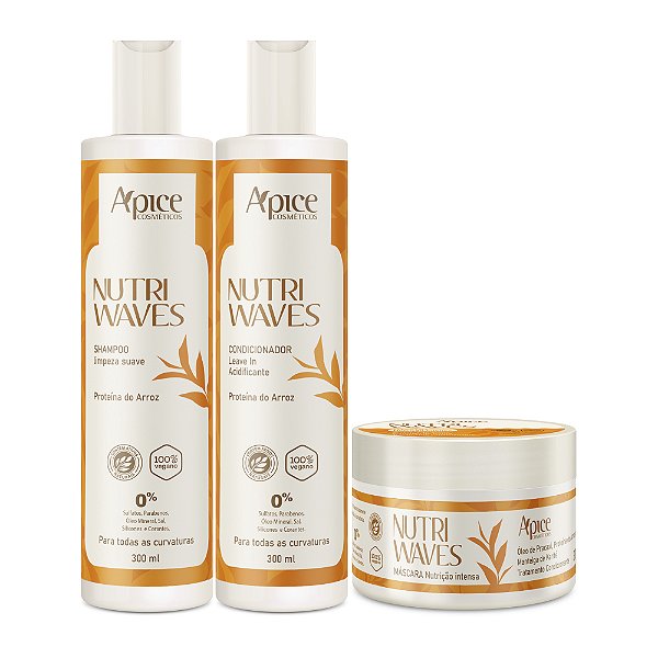 Kit Ápice Cosméticos Nutri Waves Shampoo, Condicionador e Máscara 300g