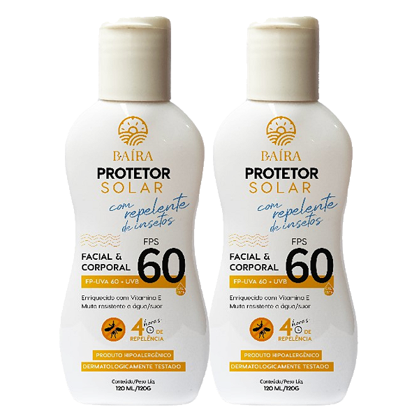 Kit 2 Protetor Solar com Repelente Fps 60 Baíra 120 ml