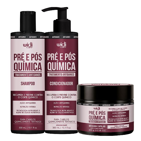 Kit Widi Care Pré e Pós Química Shampoo + Condicionador + Máscara