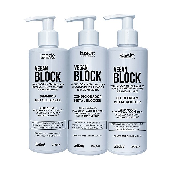 Kit Kaedo Professional Vegan Block Shampoo, Condicionador, Óleo em Creme