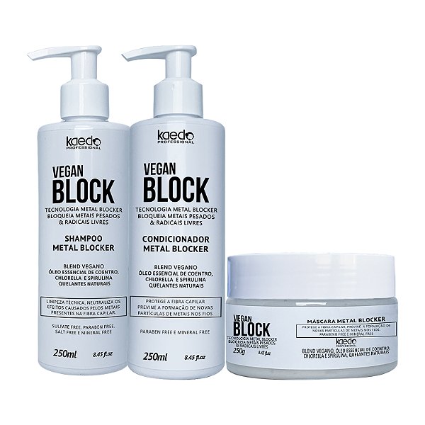 Kit Kaedo Professional Vegan Block Shampoo, Condicionador e Máscara