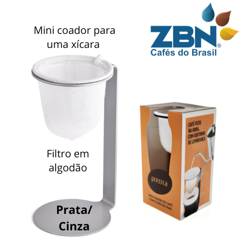 PRESSCA MINI COADOR DE CAFE - PRATA/CINZA