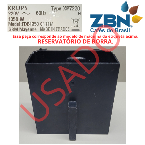 KRUPS XP7230 RESERVATÓRIO DE BORRA DA MÁQUINA MODELO FDB13500111M
