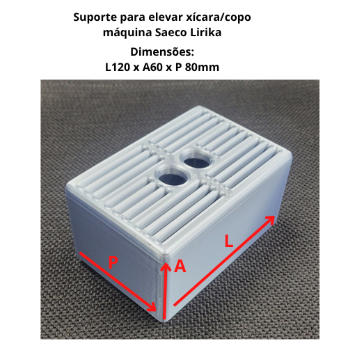 3D SUPORTE PARA XÍCARAS GAGGIA/SAECO ANIMA/LIRIKA 120x80x60mm - COR ALUMINIO