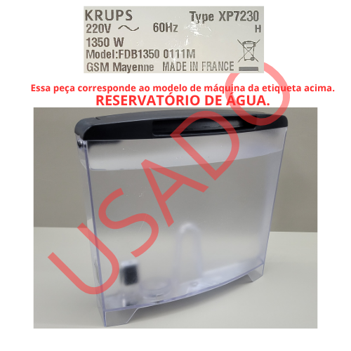 KRUPS XP7230 RESERVATÓRIO DE ÁGUA COM ALÇA MÁQUINA MODELO FDB13500111M