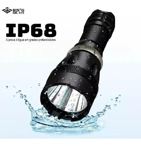 Lanterna Mergulho Led T6 50 Metros 2 Baterias E Carregador