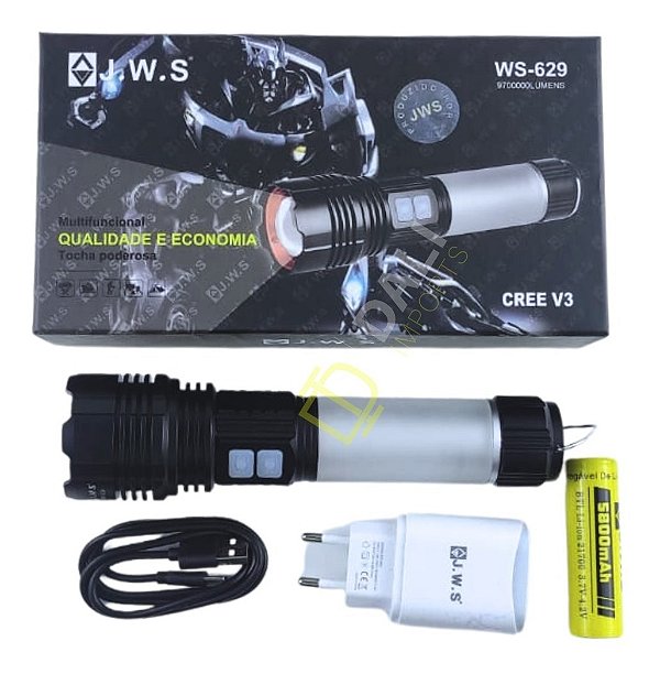 Lanterna Tática Led V3 Spider JWS Cabo C/ Luminária 800mts
