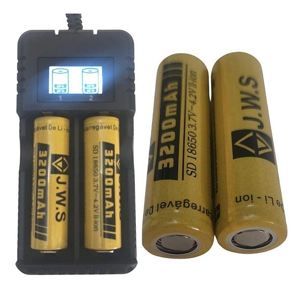 4 Baterias Recarregável 18650 3.7  Lanternas Táticas e Vapers + Carregador