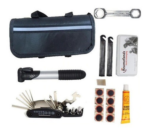 Kit Ferramentas P/ Bike Bicicleta Chaves Remendo Reparo e Bomba de Pneu