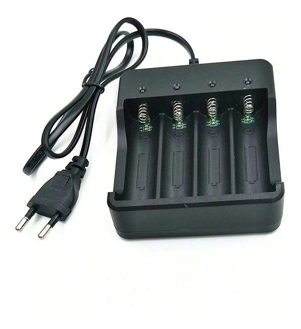 Carregador Quadruplo Para Baterias 18650 Bivolt Com Fio Mola