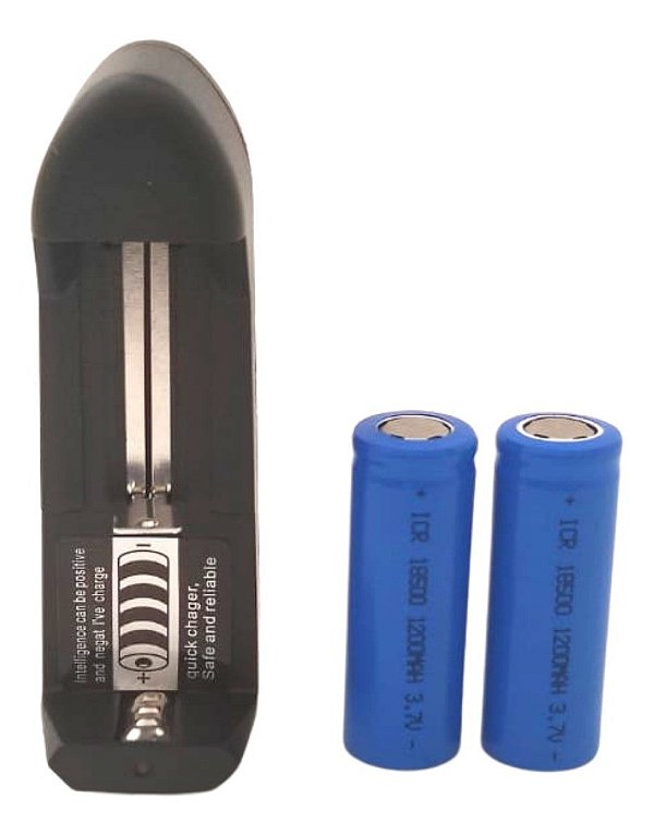 Kit Bateria 18490 18500 3,7v 1200mah Li-ion + Carregador
