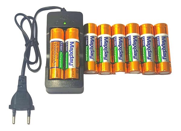 8 Baterias Recarregáveis 18650 12800mah 3.7 e Carregador Duplo