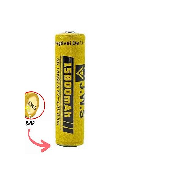 Bateria 18650 JWS 3,7v Com Chip Lanterna Tática 15.800mah