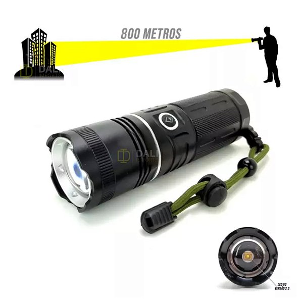 Lanterna Tática JWS Led V3 Tocha Laser Alcance 800 Metros