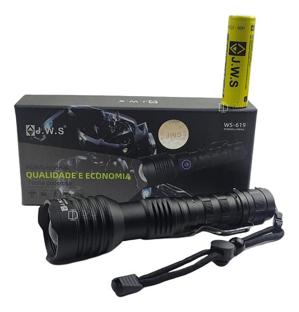 Lanterna Tática 800mts Militar Led V3 Power Bank 2 Baterias