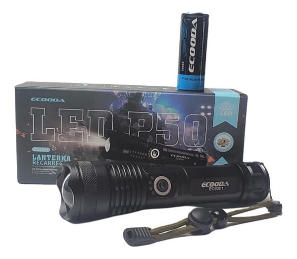 Lanterna Tática Led P50 T9 Recarregável Usb Potente