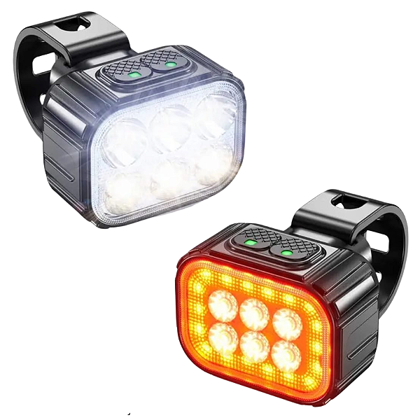 Kit Farol e Lanterna Traseira Bike 6 Leds Recarregável USB