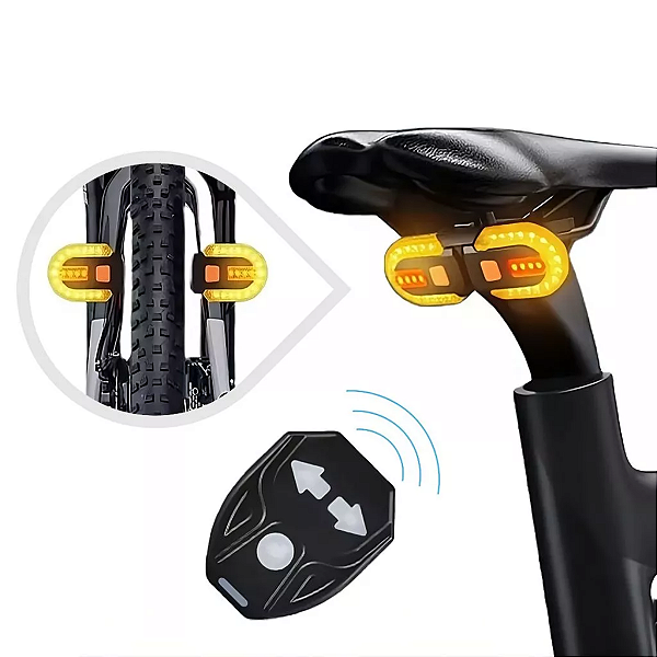 Lanterna Traseira Bike com Seta Controle Sem fio USB 38 Leds