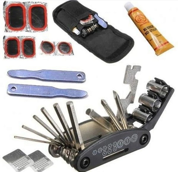 Kit Ferramentas Bike Remendo E Bolsa