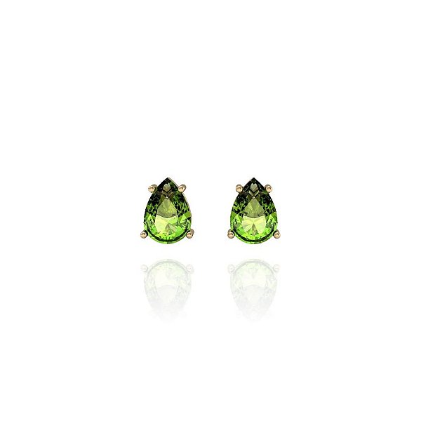 Brinco Stud Peridoto Gotas Coleção Colori