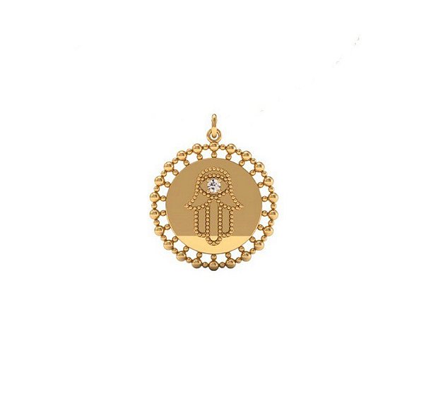 Pingente Mandala Mão de Fátima com Diamante