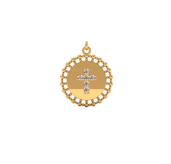 Pingente Mandala Cruz Diamantes