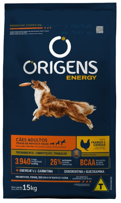 Origens Premium Especial Energy Cães Adultos Frango e Cereais 15Kg