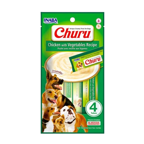 Petisco Churu Frango com Vegetais para Cães - Pacote 4 Tubos de 14g