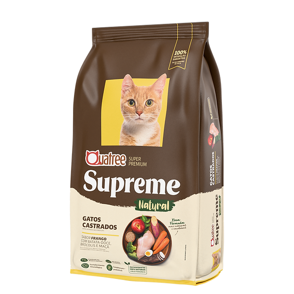 Ração Quatree Supreme Natural Gatos Castrados Frango 10,1Kg