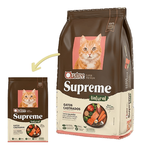 Ração Quatree Supreme Natural Gatos Castrados Salmão 1Kg