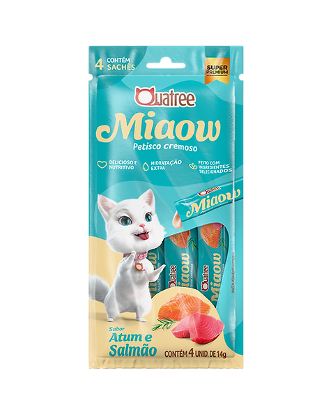 Petisco Cremoso Quatree Miaow Atum e Salmão 56g