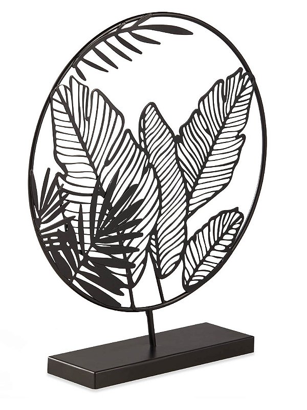 Escultura Folhagem Preta em metal