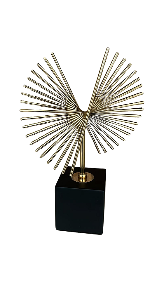 ESCULTURA METAL DOURADO PEDESTAL PRETO
