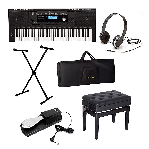 Kit Teclado Musical Roland E-X20A Com Case + Acessórios