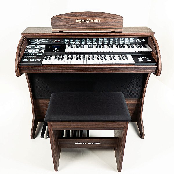 Orgão Eletrônico Digital Acordes modelo Classic Infinity Marrom Fosco