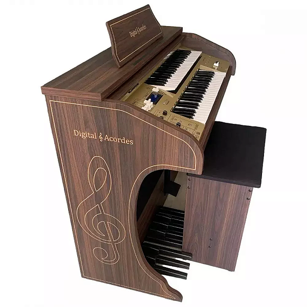 Orgão Eletrônico Digital Acordes modelo AC-400 Infinity Marrom Fosco