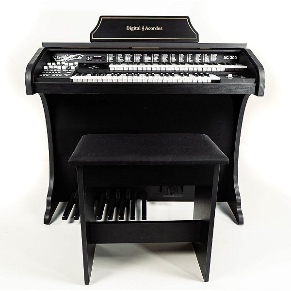 Orgão Eletrônico Digital Acordes modelo AC-300 Infinity Preto fosco