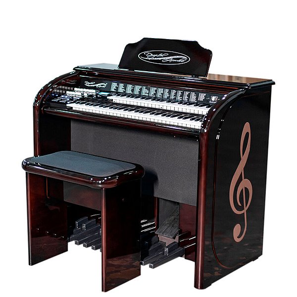Orgão Eletrônico Digital Acordes modelo AC-500 Top Elegance Imbuia Brilho