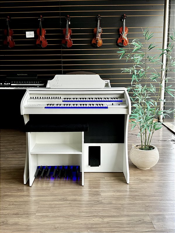 Órgão Eletrônico Rohnes Liz Plus Branco Fosco com Led - Custom By Querouminstrumento